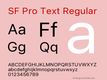 SF Pro Text Regular 13.0d1e33 Font Sample