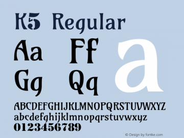 K5 Version 2.50;December 27, 2020;FontCreator 13.0.0.2630 64-bit Font Sample