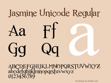 Jasmine Unicode Version 1.000 Nov 6, 2015 Font Sample