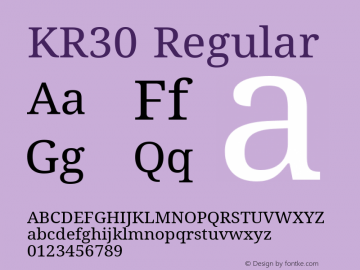 KR30 Regular Version 28 Decemberr 03, -2020 Font Sample