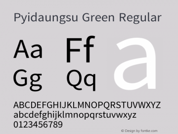 Pyidaungsu Green Version 2.053 August 8, 2020 Font Sample