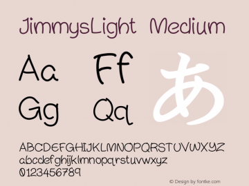 JimmysLight Version 001.000 Font Sample