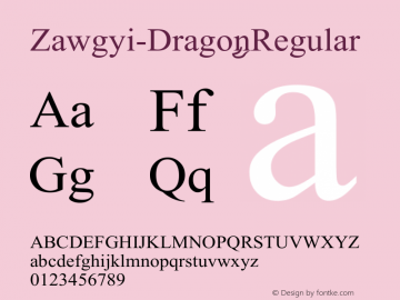 Zawgyi-Dragon Version 3.00 April 19, 2015 Font Sample