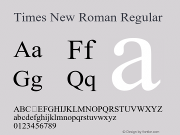 Times New Roman Version 6.96 Font Sample