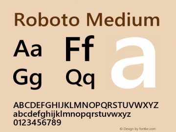 Roboto Medium Version 2.138;March 14, 2019;FontCreator 11.5.0.2430 32-bit Font Sample