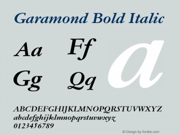 Garamond Bold Italic Version 2.10图片样张