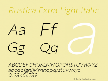 Rustica Extra Light Italic Version 2.500图片样张
