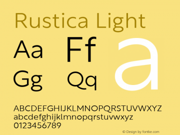 Rustica Light Version 2.500 Font Sample