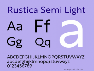 Rustica Semi Light Version 2.500 Font Sample