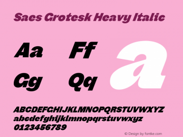 Saes Grotesk Heavy Italic Version 1.000图片样张