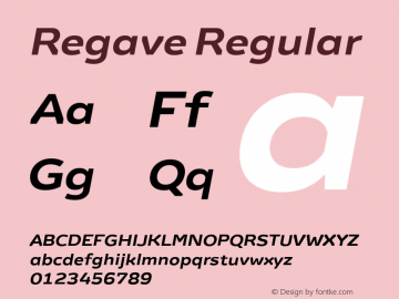 Regave DemiBold Italic Version 1.00 Font Sample