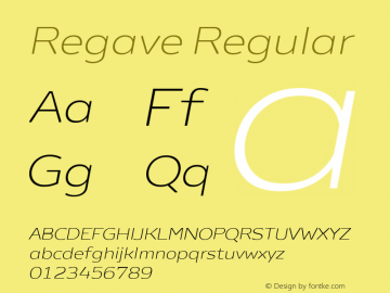 Regave ExtraLight Italic Version 1.00 Font Sample