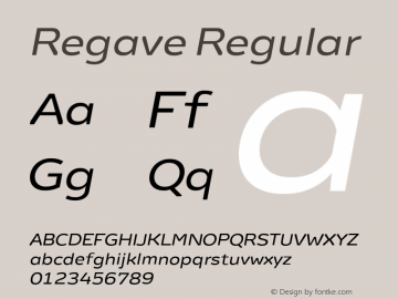 Regave Italic Version 1.00 Font Sample