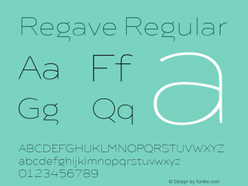 Regave Thin Version 1.00 Font Sample