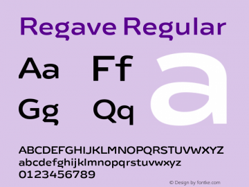 Regave Medium Version 1.00 Font Sample