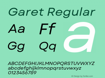 Garet Regular Italic Version 1.00图片样张