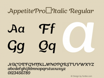 AppetitePro-Italic Version 1.00;September 9, 2020;FontCreator 13.0.0.2683 64-bit图片样张