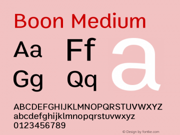 Boon Medium Version 2.0 Font Sample