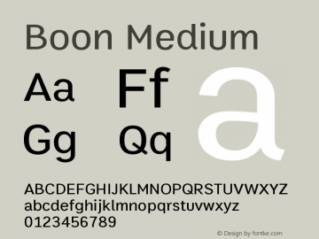 Boon Medium Version 1.000 Font Sample