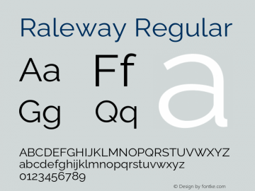 Raleway Regular Version 4.026 Font Sample