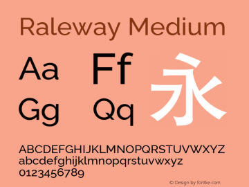 Raleway Medium Version 4.010 Font Sample