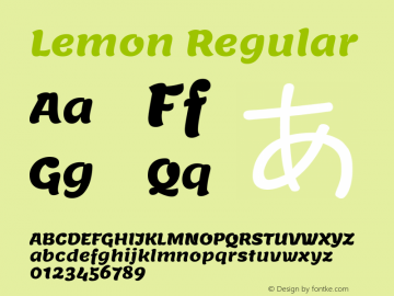Lemon Regular Version 1.002 Font Sample
