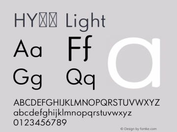 HY요요 Light Version 1.00 January 13, 2021, initial release Font Sample