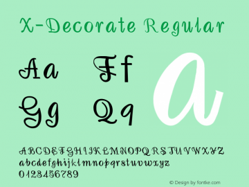 X-Decorate Version 1.00 Font Sample