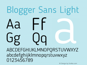 BloggerSans-Light 1.2; CC 4.0 BY-ND Font Sample