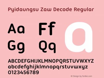PyidaungsuZawDecode Version 0.074 July 29, 2015图片样张