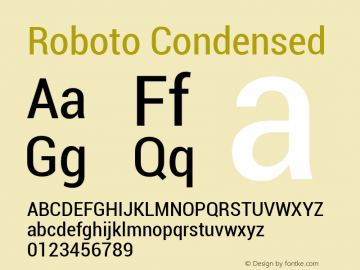 Roboto Condensed Version 1.00000; 2011 Font Sample