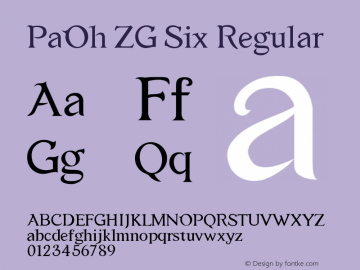 PaOh ZG Six Version 2.30;October 27, 2017;FontCreator 11.0.0.2408 32-bit Font Sample