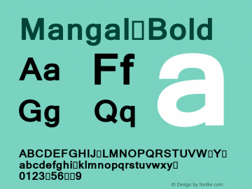 Mangal Bold Version 5.91 Font Sample