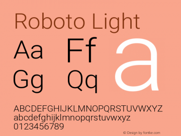 Roboto Light Version 2.138; 2017; build 20171023 Font Sample