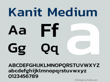 Kanit Medium Version 1.001 Font Sample