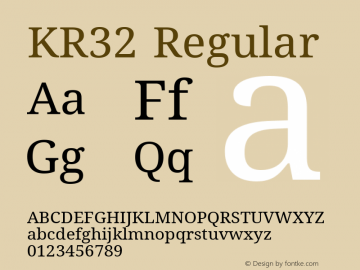 KR32 Regular Version 28 Decemberr 03, -2020 Font Sample