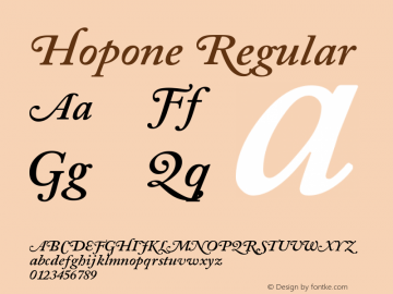 Hopone Version 1.00 September 3, 2015, initial release Font Sample