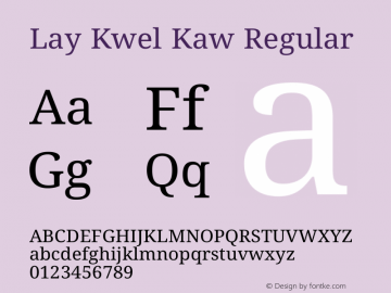 Lay Kwel Kaw Version 4.30;January 16, 2021;FontCreator 13.0.0.2630 64-bit Font Sample