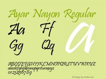 Ayar Nayon Version 1.00;January 10, 2021;FontCreator 13.0.0.2630 64-bit Font Sample