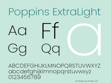 Poppins ExtraLight Regular Version 3.200;PS 1.000;hotconv 16.6.54;makeotf.lib2.5.65590 Font Sample
