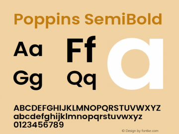 Poppins SemiBold Regular Version 3.200;PS 1.000;hotconv 16.6.54;makeotf.lib2.5.65590 Font Sample