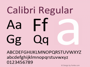 Calibri Version 1.00 Font Sample