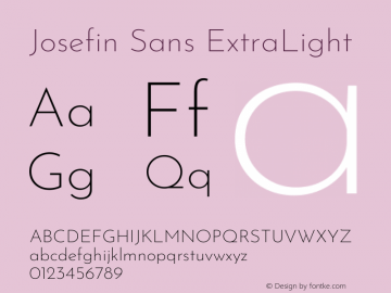 Josefin Sans ExtraLight Version 2.000 Font Sample