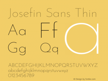 Josefin Sans Thin Version 2.000 Font Sample