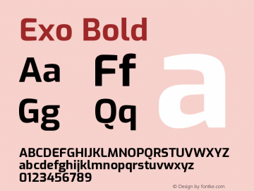Exo Bold Version 1.500; ttfautohint (v1.6) Font Sample