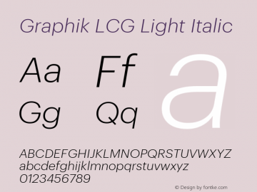 GraphikLCG-LightItalic Version 1.2; 2012 Latin, Cyrillic and Greek图片样张
