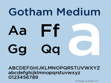 Gotham-Medium Version 1.200 Font Sample