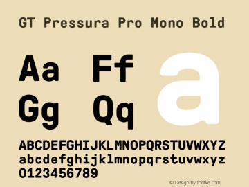 GT Pressura Pro Mono Bold Version 1.000;PS 001.000;hotconv 1.0.88;makeotf.lib2.5.64775图片样张