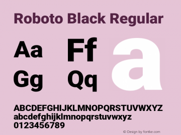 Roboto Black Version 2.137; 2017 Font Sample