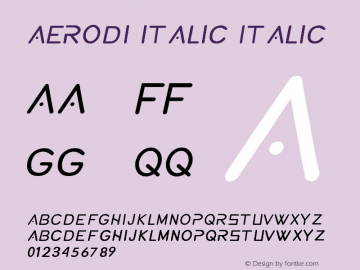 aerodi italic Version 1.000 Font Sample